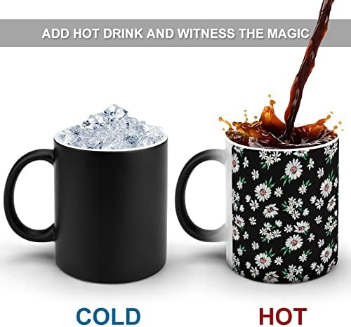 Мали маргаритки керамички чаши со обезбојување на кафе чаша за кафе, чувствителни чаши со рачка