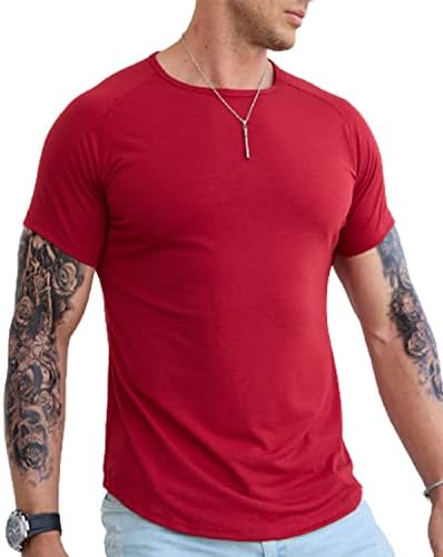 Машки мускули вклопуваат маици со краток ракав Атлетски тенок фит лежерен тренингот маички врвни врвни