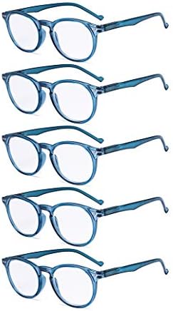 Очила 5 Пакет Сина Светлина Филтер Очила Жени Овални Тркалезни Компјутерски Очила За Читање Килибар Затемнети +3.00