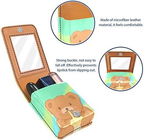 Кармин за шминка ОРИУКАН торба ЗА кармин со огледало пренослива торбичка за складирање кармин организатор за складирање на сјај за усни, Цртан