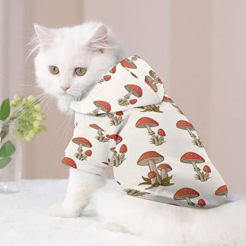 Смешноста Аманита црвена печурка кучиња дуксето крпа мачка со џемпер -облека со капа со мека миленичиња палто пулвер