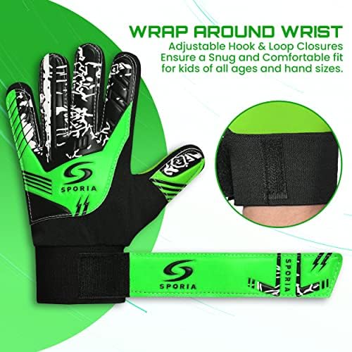 СПОРИЈА фудбалски голмани нараквици младински голмани со двојна заштита на зглобот | Фудбалски ракавици за деца што не се лизгаат латекс материјал | Детски голмани