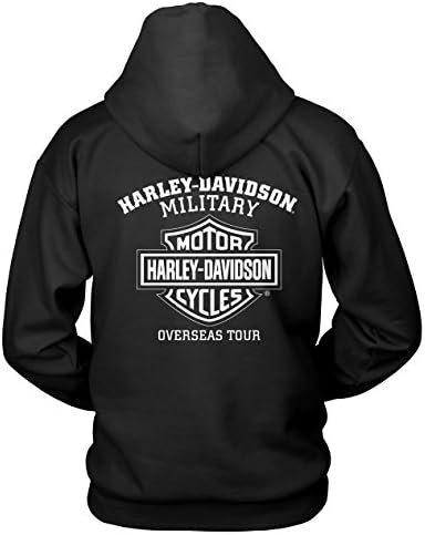 Војска Харли -Дејвидсон - Машка црна череп графичка пулвер Худи - Турнеја во странство | Рачно изработено Вили
