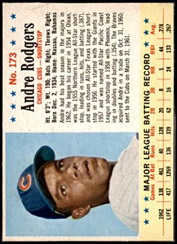 1963 година Пост житни култури 173 Андре Роџерс Чикаго Cubs VG/Ex Cubs