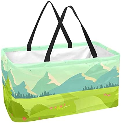 50L Купувачки торби пролетен пејзаж склопувачки шопинг кутија за намирници торба со рачки, еднократно