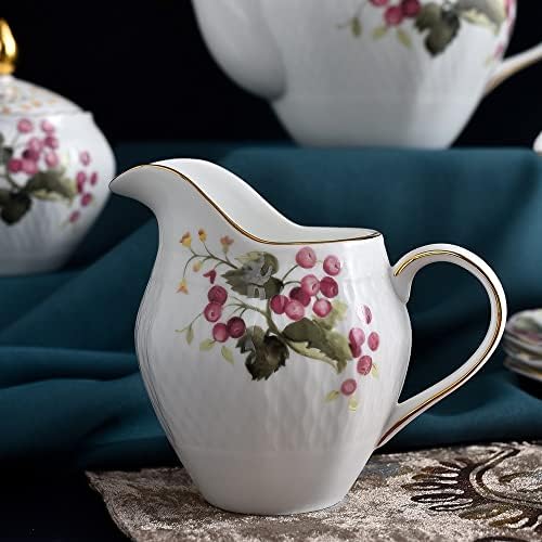 15 парчиња Златен раб за олеснување керамика розова боја цреша кафе со чајни керамички чајници и сет на чаши