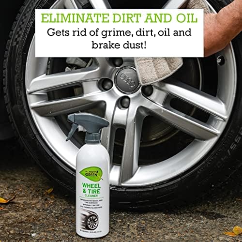 Сите силни зелени еко -пријателски чистач на тркала и гуми со формула без киселина, раб на тркала за миење автомобили и спреј за чистење