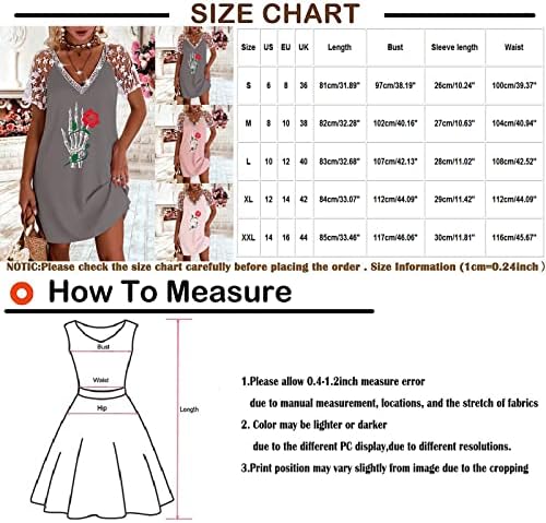 Нокмопо секси фустани за жени 2023 Модна цврста боја V-вратот чипка краток ракав Обичен фустан