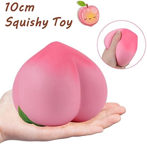 Folany Peach Squishy Toy, сензорна играчка со фигури, мека овошје миризлива праска стрес топки за возрасни и деца, играчки за деца