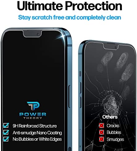 Теорија на моќност 2-Заштитник На Екранот За iPhone 13 Мини Премиум Калено Стакло отпорно на Кршење [9h Цврстина], Лесна Инсталација,