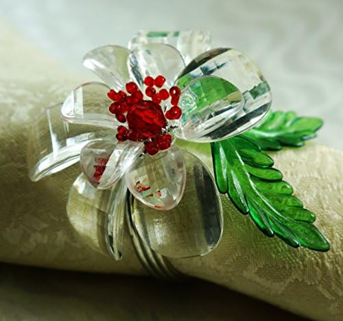 Quaeas QN15071505 Чистиот прстен за салфетка од цвеќиња, прстен за венчавки од салфетка, 12 парчиња сет