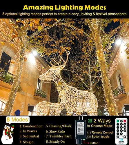 BPAZVUH 438FT 1200 LED дополнителни долги жици светла 66ft 611 LED левовите светла со левови со 141, декоративни светла за домашно дрво двор Божиќна венчаница украси