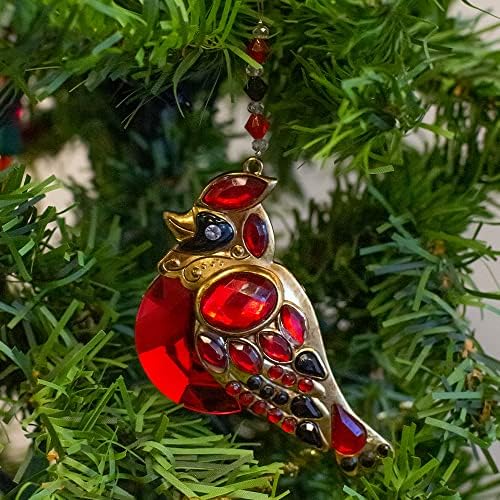 Работен кардинален украс | Прекрасна декорација за новогодишна елка | Симбол на надеж и живот | Златен тон и живописно црвено
