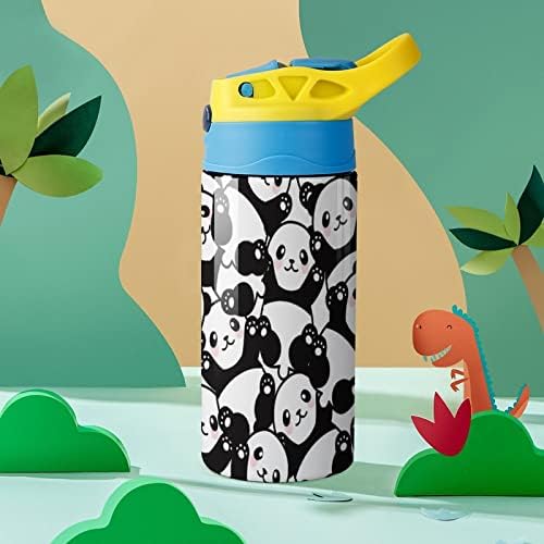 Симпатична панда Шарена шише со вода од не'рѓосувачки челик Изолирани чаши за патувања со капаци за заклучување на капаци
