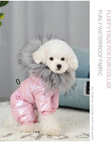 Облека за кучиња од јака од орела, водоотпорна ветровионска комбинезона за кучиња за мало кучиња прилагодлива половината на половината, топла подуена облека за до?