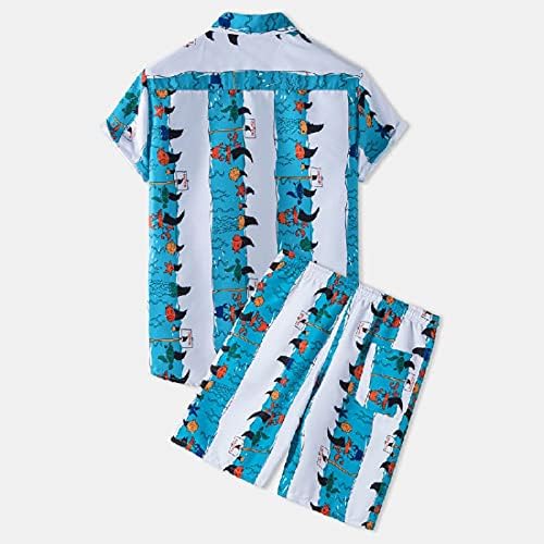 Хавајски сет за машки кратки ракави ленти за цветни кошули со кратки кошули, лаптол летен плажа, обичен врв и краток пантоло