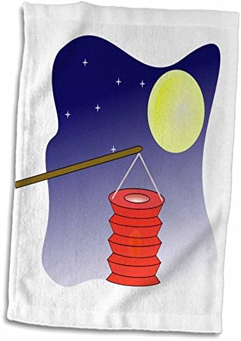 3drose Флорен Азиска уметност - Црвен фенер со месечина и starsвезди - крпи