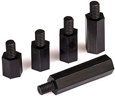 Завртки M3 HEX најлон застојот на црната машка женска пластика, пластична пластична монтажа со навој PCB, матични плочи, столбови,