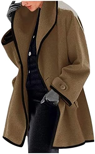 Палта за жени плус големина зимска надворешна облека, цврста долга ракав ровови јакна кардиган крзно крзно лабаво преголемо палто