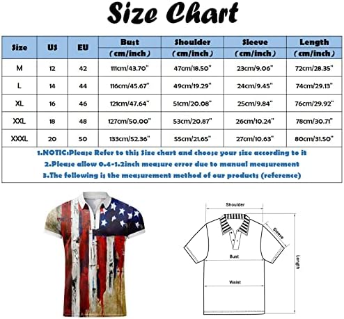 Машко американско знаме Поло кошули на 4 -ти јули Патриотски маички за летни обични гроздобер кратки ракави врвови