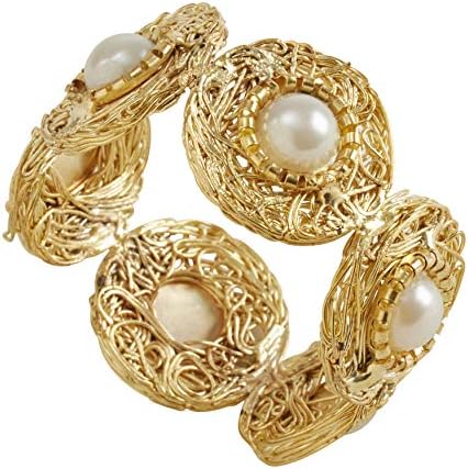 Колекција за животен стил Саро бисерски монистра прстени, дијаметар: 1,75 , 1 h x 2 w, злато