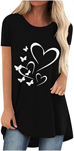 Црна пеперутка loveубовна lубовница графички тенок туничен врв за дами кратки ракави екипаж обични врвови на Bustier маица тинејџерска