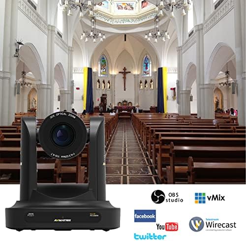 Avmatrix PTZ камера 30x, стриминг камера со SDI, HDMI.1080P 60FPS RS232 RS485 OBS VMIX IP LiveStreaming за црковно емитување и конференција.