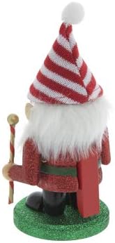 Црвен и бел сјај шарена гно -оревска оревница Божиќна мантел декорација 8 инчи ч