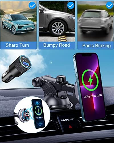 Полнач за магнетни безжични автомобили, Auto-Alignment Air Vent Dashboard Mag-Safe Car Charger Mount for iPhone iPhone 13/13 Pro Max/13 Pro/13