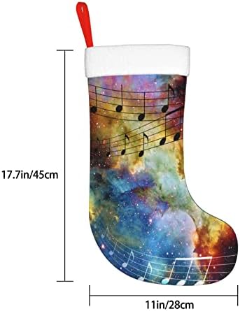 Аугенстер Божиќни чорапи музички ноти вселенски starsвезди двострани камиони што висат чорапи
