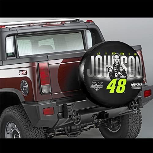 Ratrig Jimmie Johnson 48 Cover Tire Universal резервни тркала за резервни тркала за додатоци за приколка со камиони SUV RV Camper заштитници водоотпорно патување со прашина од 14 инчи