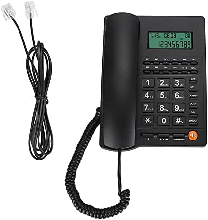 KXDFDC Домашна фиксна фиксна телефонска екранот Повикувач ИД Телефон за домашен хотел ресторан црна домашна телефонска жица Телефон