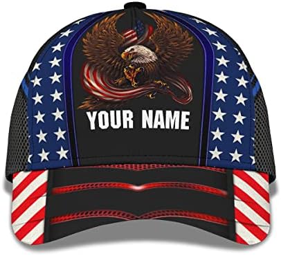 Mensенски жени обичај патриотско американско знаме орел бејзбол капа со прилагодлива снимка