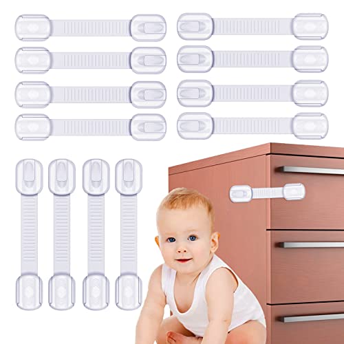 12 парчиња безбедносни ленти за безбедност брави за бебиња за доказ за фиоки за фиоки фрижидер за печка, тоалетот за кујнски