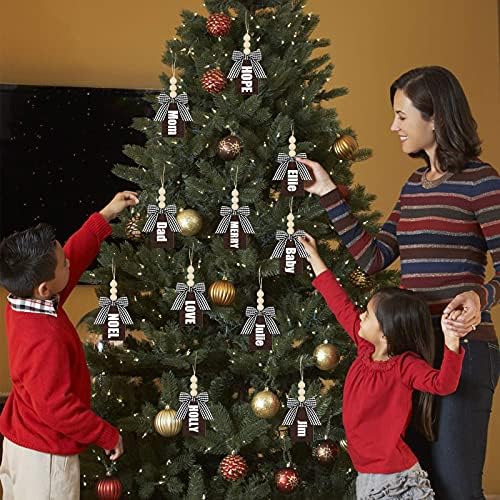 Божиќно порибување Име ознака Персонализирана порибување дрво ознаки празно рустикално фарма куќа Божиќно порибување виси ознака