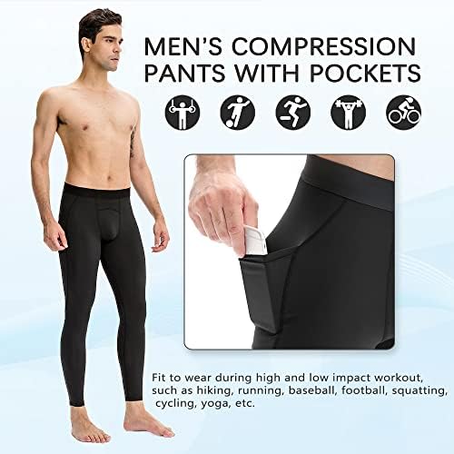 Машки панталони за компресија CARGFM со џебови Атлетски хеланки кои работат кошаркарски хулахопки велосипедски тренинг база на