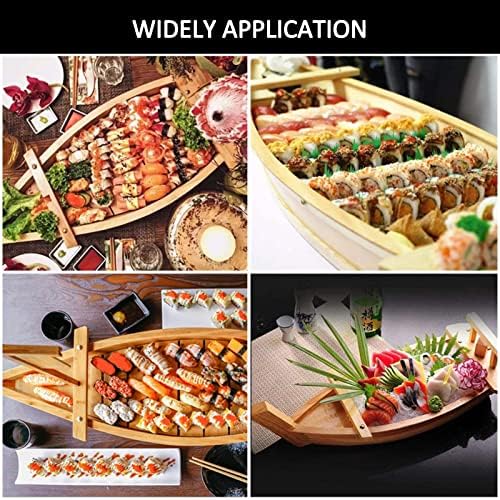 Аизир дрвени суши за сервирање - облик на брод сашими плоча чинија за украси за садови за суши за ресторани и домашна употреба, 100 см/39,4in