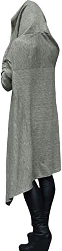 Женски џемпери Неправилни фустани за џемпери за џемпери на полите, пулвер, лабава аспираторка со џебен кабел плетен џемпер