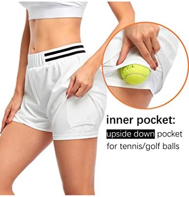 Тениски шорцеви за коорун за жени 2 во 1 атлетски атлетски трчање шорцеви со џеб со топка - 3 инчи