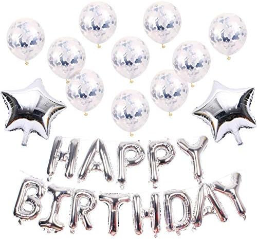 WEYOO Среќен роденден балони сет -13pcs писма балони 2 парчиња гигантски балони со фолија од 10 парчиња балони на конфети за роденденски забави