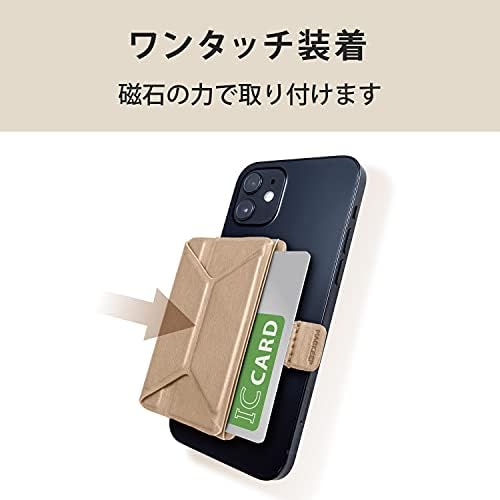 Elecom AMS-BPDSBE MAGKEEP картичка џеб, мека кожа, функција за штанд, магнетна адхезија, компатибилна со iPhone 12 серија, има 1 картичка,
