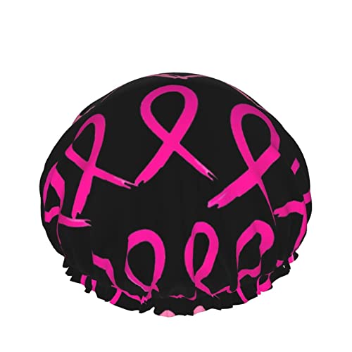 Womenените што можат да се користат за истегнување на полите, капа рак на дојка розови двојни слоеви водоотпорен туш капа за бања