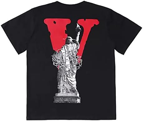 Големи v букви кошули машка графичка печатена маица хип хоп хоп краток ракав памук екипаж вратот на вратот за мажи жени