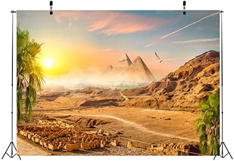 БЕЛЕКО 8х6фт Ткаенина Египетска Пирамида Во Песок Пустина Позадина Пустина Планински Кокосови Дрвја Сценографија За Зајдисонце Античка Цивилизација