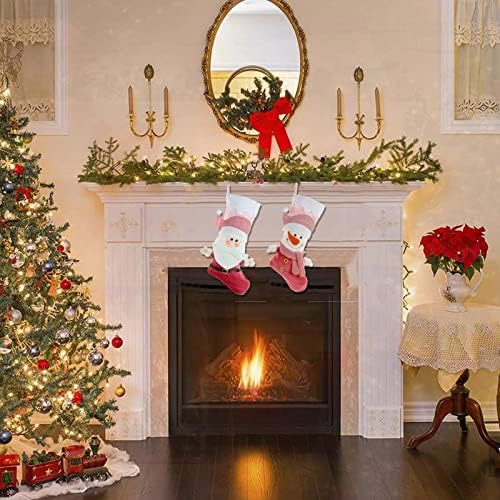 Божиќни Чорапи Крпа Божиќна Чорапа Торба И Божиќни Висечки Чорапи За Декорација На Забави И Божиќен Цртан Филм Црвен Сет Венец