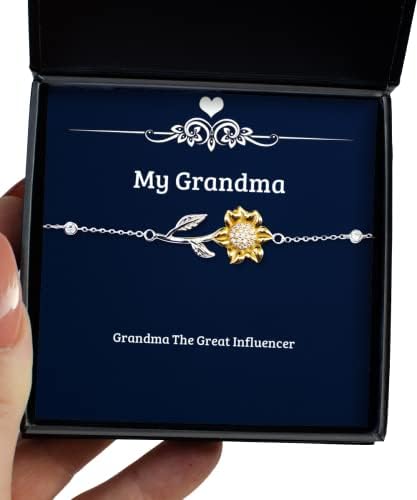 Уникатни подароци за баба, баба Големата инфлуенцерка, уникатна Божиќна нараквица од сончоглед од баба