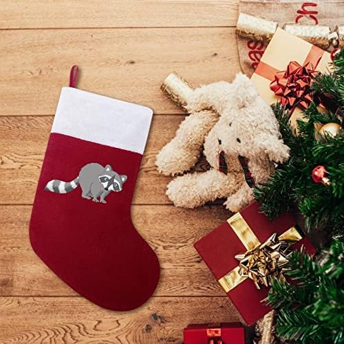 Малку сиви ракун црвени Божиќни празнични чорапи дома украси за Божиќно дрво Камино виси чорапи