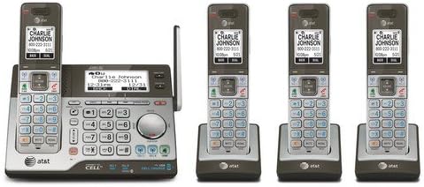 AT&T CLP99483 DECT 6.0 Поврзете се со системот за одговарање на мобилен телефон со двојна лична карта/повик за чекање сребро/црно