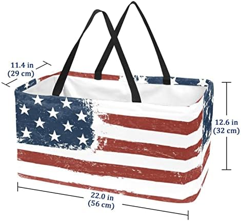 Кошница за еднократно шопинг гроздобер американско знаме преносно преклопување на пикник намирници кеси за перење алишта за торба за торбичка