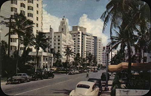 Луксузни Хотели Долж Авенијата Колинс Мајами Бич, Флорида Фл Оригинална Гроздобер Разгледница